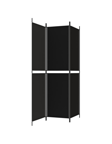 Divisorio a 3 Pannelli Nero 150x200 cm in Tessuto