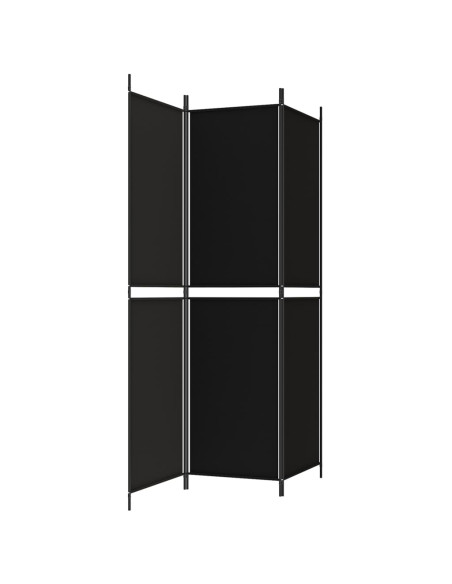 Divisorio a 3 Pannelli Nero 150x200 cm in Tessuto