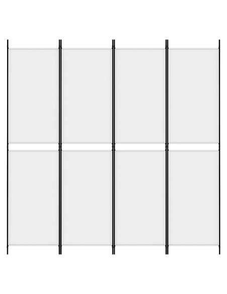 Divisorio a 4 Pannelli Bianco 200x200 cm Tessuto