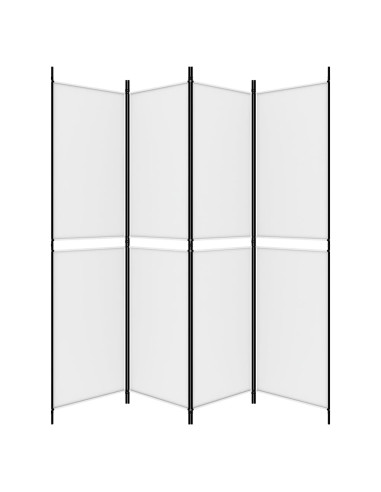 Divisorio a 4 Pannelli Bianco 200x200 cm Tessuto