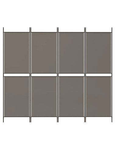 Divisorio a 4 Pannelli Antracite 200x200 cm Tessuto