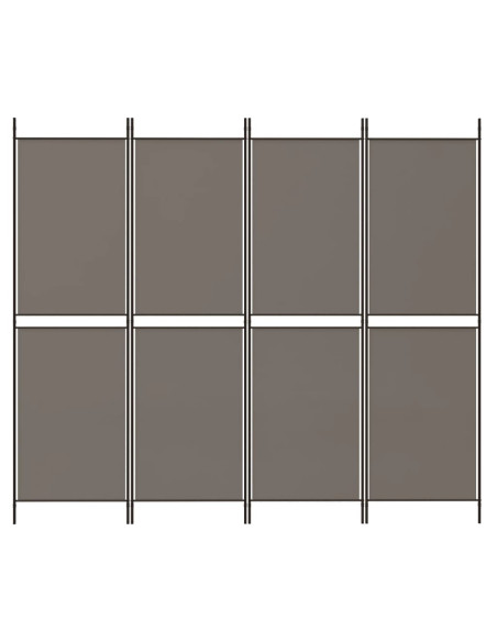 Divisorio a 4 Pannelli Antracite 200x200 cm Tessuto