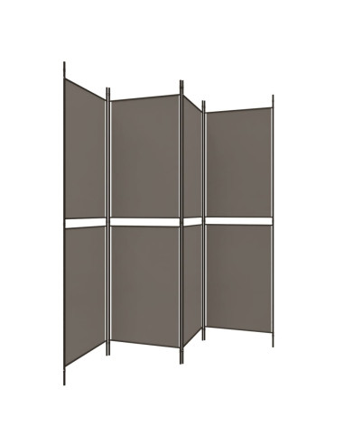 Divisorio a 4 Pannelli Antracite 200x200 cm Tessuto