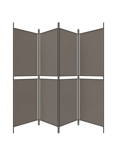 Divisorio a 4 Pannelli Antracite 200x200 cm Tessuto
