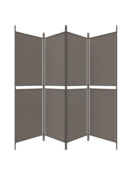 Divisorio a 4 Pannelli Antracite 200x200 cm Tessuto