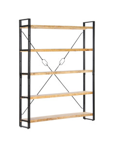 Libreria a 5 Ripiani 140x30x180 cm in Legno Massello di Mango