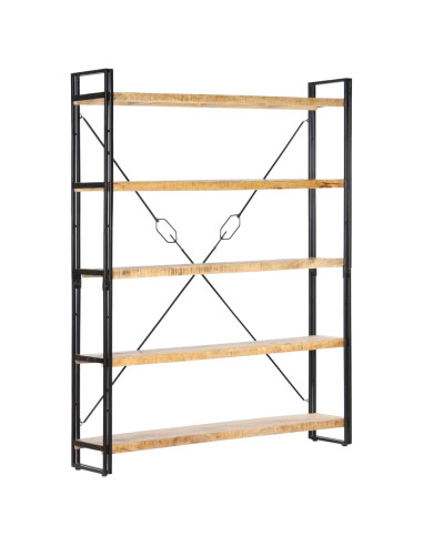 Libreria a 5 Ripiani 140x30x180 cm in Legno Massello di Mango