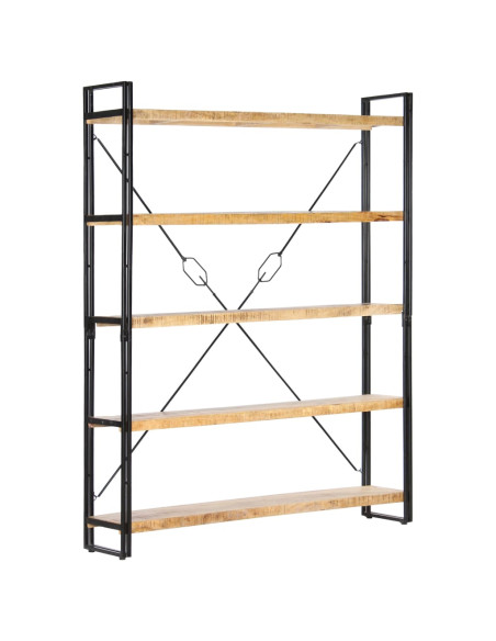 Libreria a 5 Ripiani 140x30x180 cm in Legno Massello di Mango