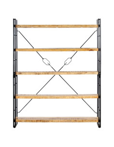 Libreria a 5 Ripiani 140x30x180 cm in Legno Massello di Mango 2