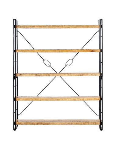 Libreria a 5 Ripiani 140x30x180 cm in Legno Massello di Mango