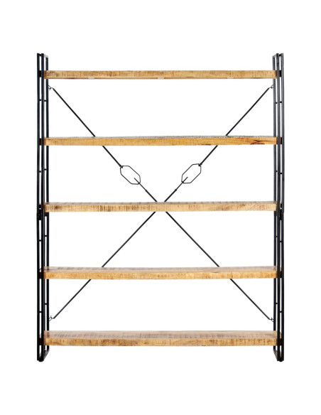 Libreria a 5 Ripiani 140x30x180 cm in Legno Massello di Mango