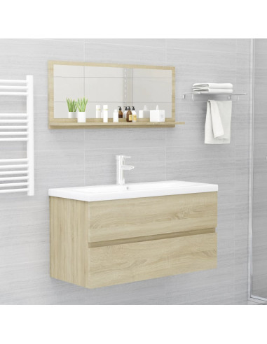 Specchio da Bagno Rovere Sonoma 90x10,5x37 cm Legno Multistrato