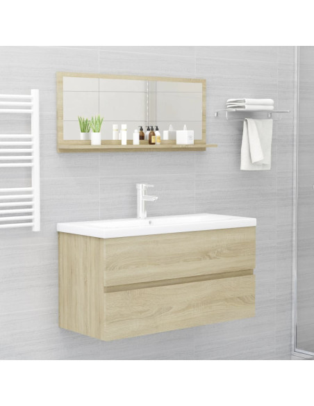 Specchio da Bagno Rovere Sonoma 90x10,5x37 cm Legno Multistrato