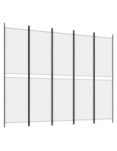 Divisorio a 5 Pannelli Bianco 250x200 cm Tessuto