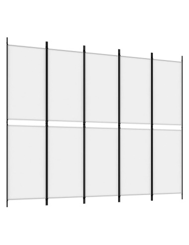 Divisorio a 5 Pannelli Bianco 250x200 cm Tessuto