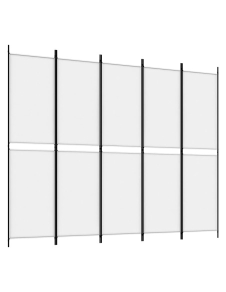 Divisorio a 5 Pannelli Bianco 250x200 cm Tessuto