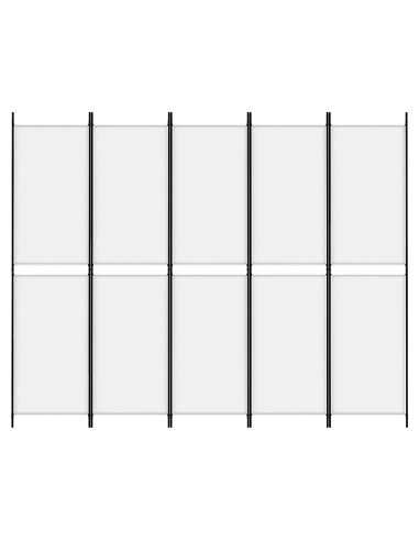 Divisorio a 5 Pannelli Bianco 250x200 cm Tessuto