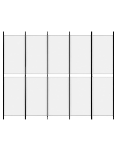 Divisorio a 5 Pannelli Bianco 250x200 cm Tessuto