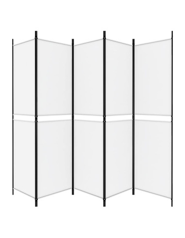 Divisorio a 5 Pannelli Bianco 250x200 cm Tessuto