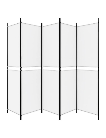 Divisorio a 5 Pannelli Bianco 250x200 cm Tessuto