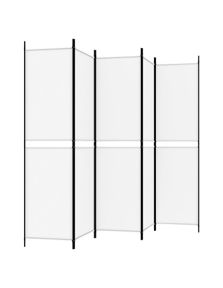 Divisorio a 5 Pannelli Bianco 250x200 cm Tessuto