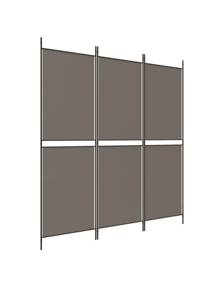 Divisorio a 3 Pannelli Antracite 150x180 cm in Tessuto