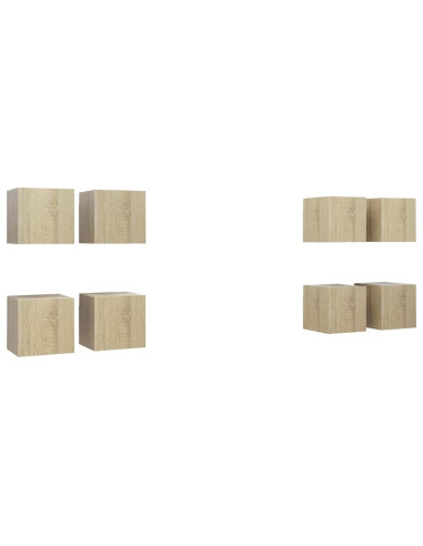 Mobili TV a Parete 8 pz Rovere Sonoma 30,5x30x30 cm