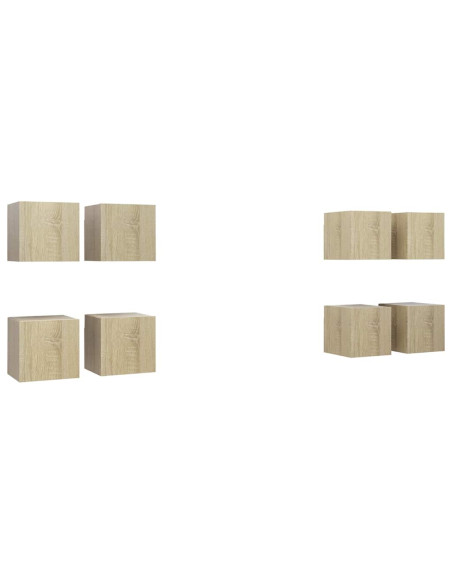 Mobili TV a Parete 8 pz Rovere Sonoma 30,5x30x30 cm