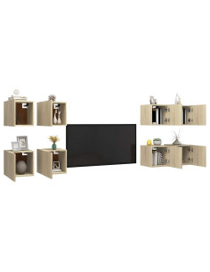 Mobili TV a Parete 8 pz Rovere Sonoma 30,5x30x30 cm 2