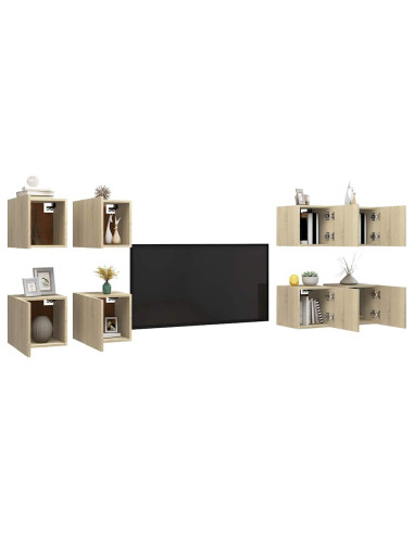 Mobili TV a Parete 8 pz Rovere Sonoma 30,5x30x30 cm