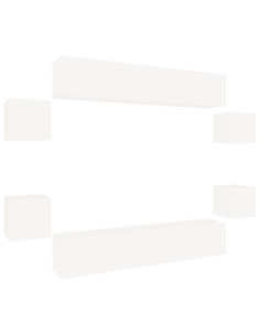 Set Mobili Porta TV 8pz Bianco in Legno Multistrato