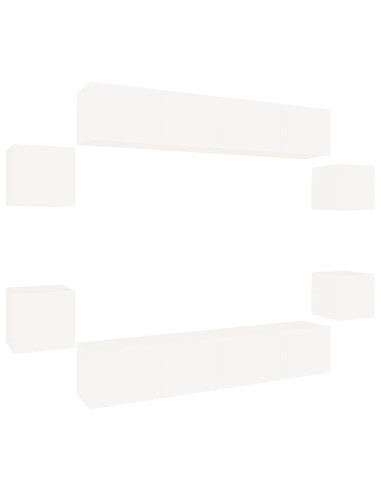 Set Mobili Porta TV 8pz Bianco in Legno Multistrato