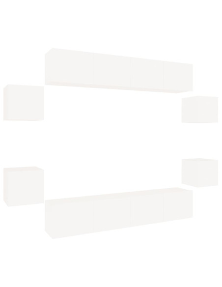 Set Mobili Porta TV 8pz Bianco in Legno Multistrato