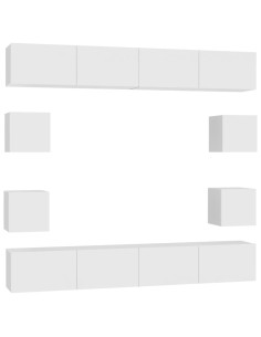 Set Mobili Porta TV 8 pz Bianco in Legno Multistrato