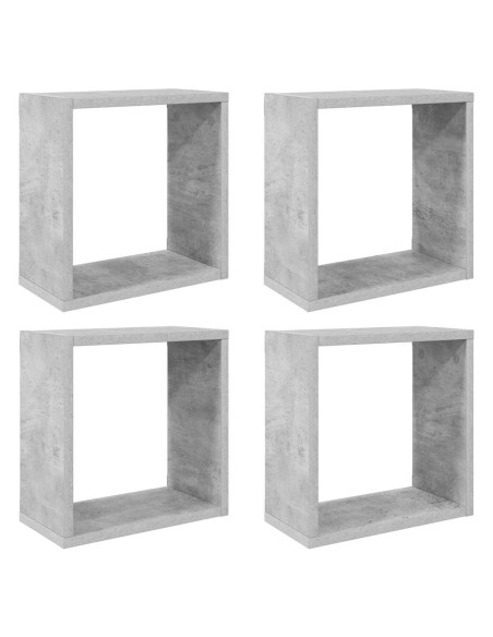 Mensole Parete a Cubo 4 pz Grigio Cemento 30x15x30 cm
