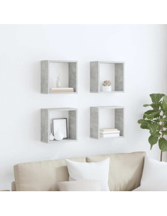 Mensole Parete a Cubo 4 pz Grigio Cemento 30x15x30 cm 2