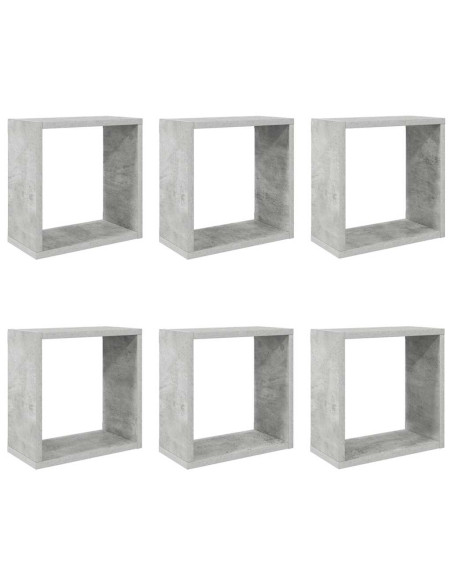 Mensole Parete a Cubo 6 pz Grigio Cemento 30x15x30 cm