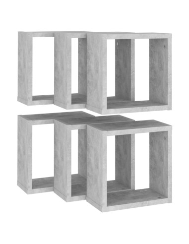 Mensole Parete a Cubo 6 pz Grigio Cemento 30x15x30 cm