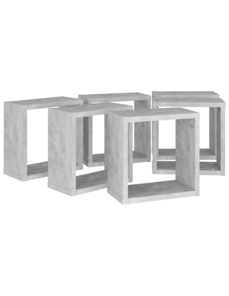 Mensole Parete a Cubo 6 pz Grigio Cemento 30x15x30 cm