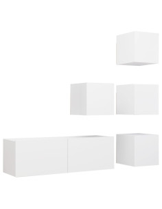 Set Mobili Porta TV 5 pz Bianco in Legno Multistrato