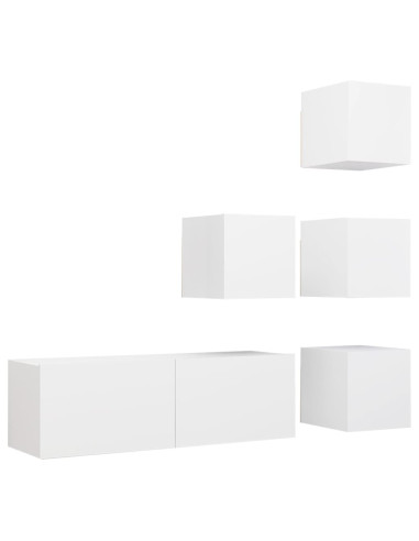 Set Mobili Porta TV 5 pz Bianco in Legno Multistrato