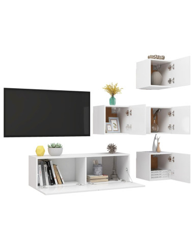 Set Mobili Porta TV 5 pz Bianco in Legno Multistrato