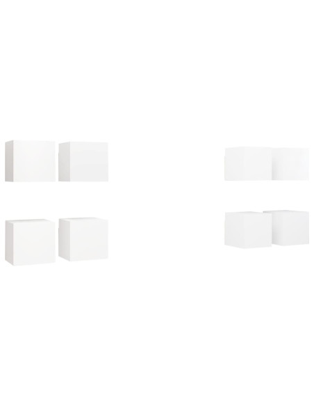 Mobili Porta TV a Parete 8 pz Bianchi 30,5x30x30 cm