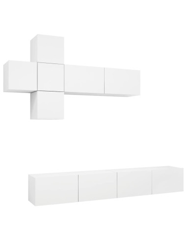 Set Mobili Porta TV 7 pz Bianco in Legno Multistrato