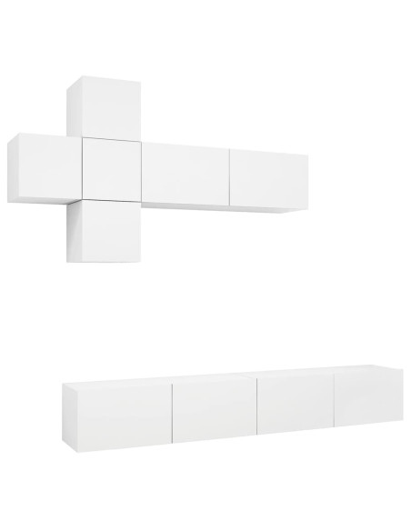 Set Mobili Porta TV 7 pz Bianco in Legno Multistrato