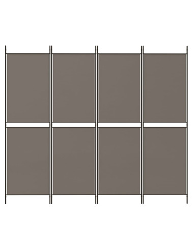 Divisorio a 4 Pannelli Antracite 200x180 cm Tessuto