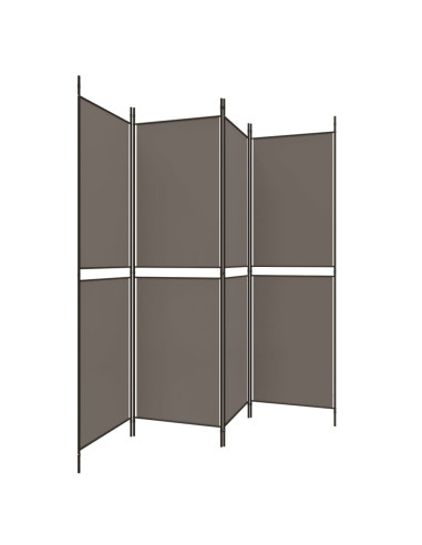 Divisorio a 4 Pannelli Antracite 200x180 cm Tessuto