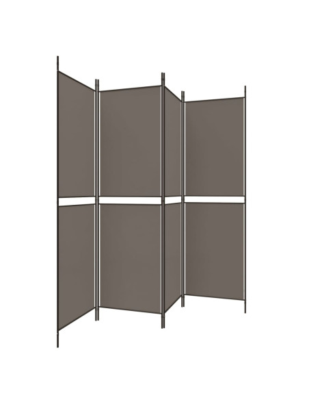 Divisorio a 4 Pannelli Antracite 200x180 cm Tessuto