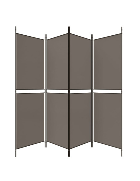 Divisorio a 4 Pannelli Antracite 200x180 cm Tessuto