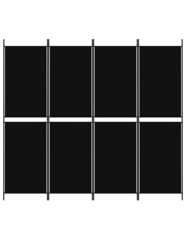 Divisorio a 4 Pannelli Nero 200x180 cm in Tessuto